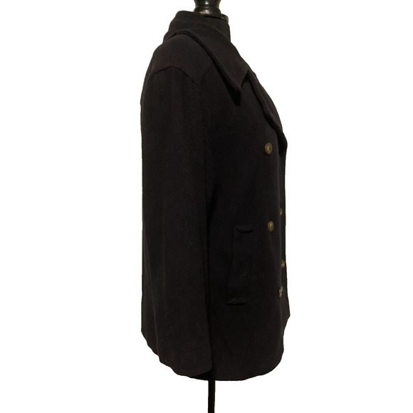 VTG Tweeds Peacoat Jacket Womens Small Black Wool Heavy Double Breasted Coat - Picture 3 of 16
